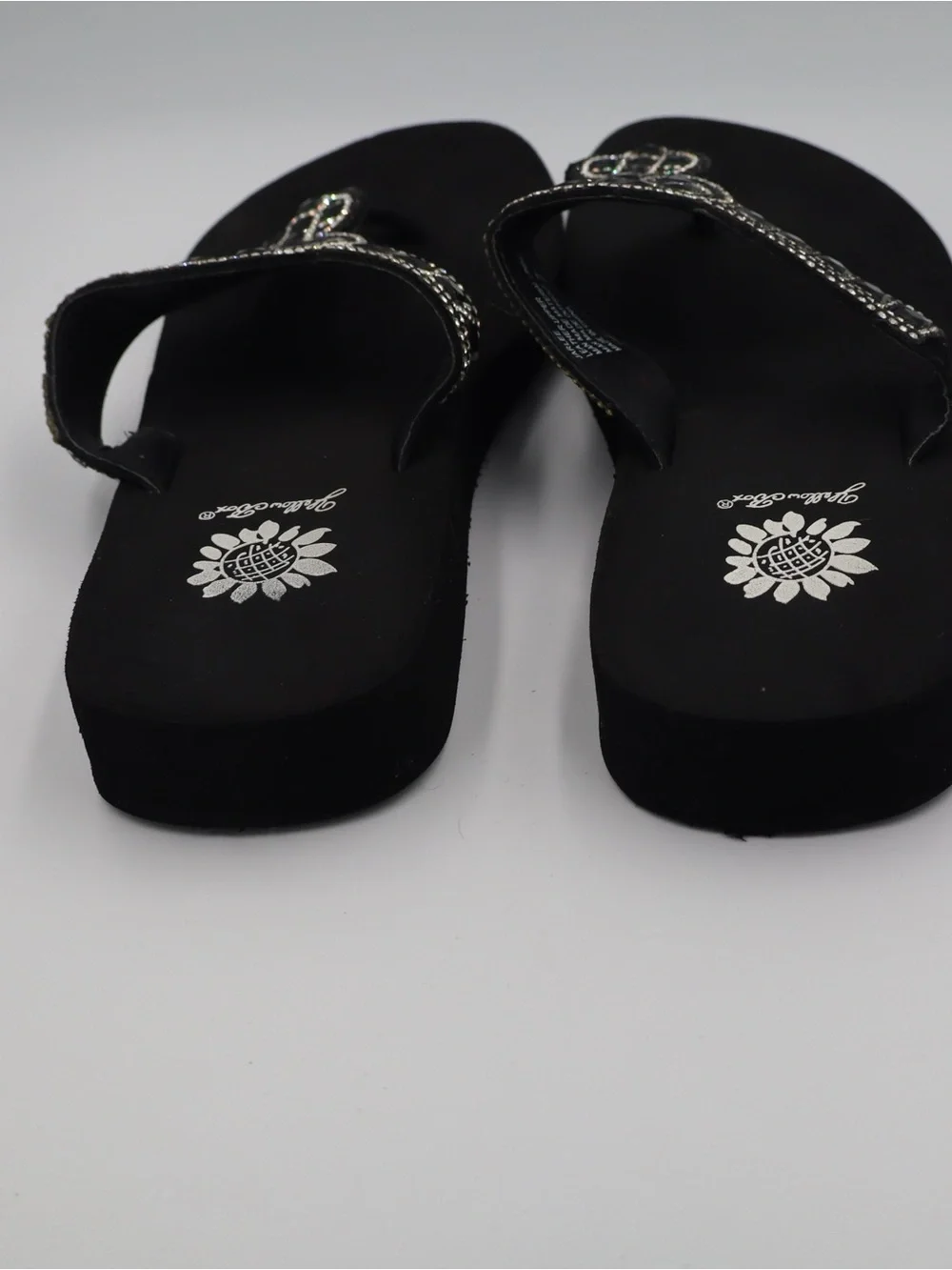 Yellow Box Black Rhinestone Toe-Post Sandals - Picture 3 of 7